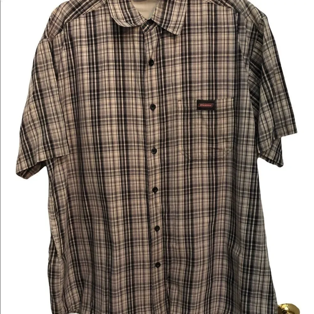 Dickies vintage plaid short sleeve button down shirt - Picture 1 of 7
